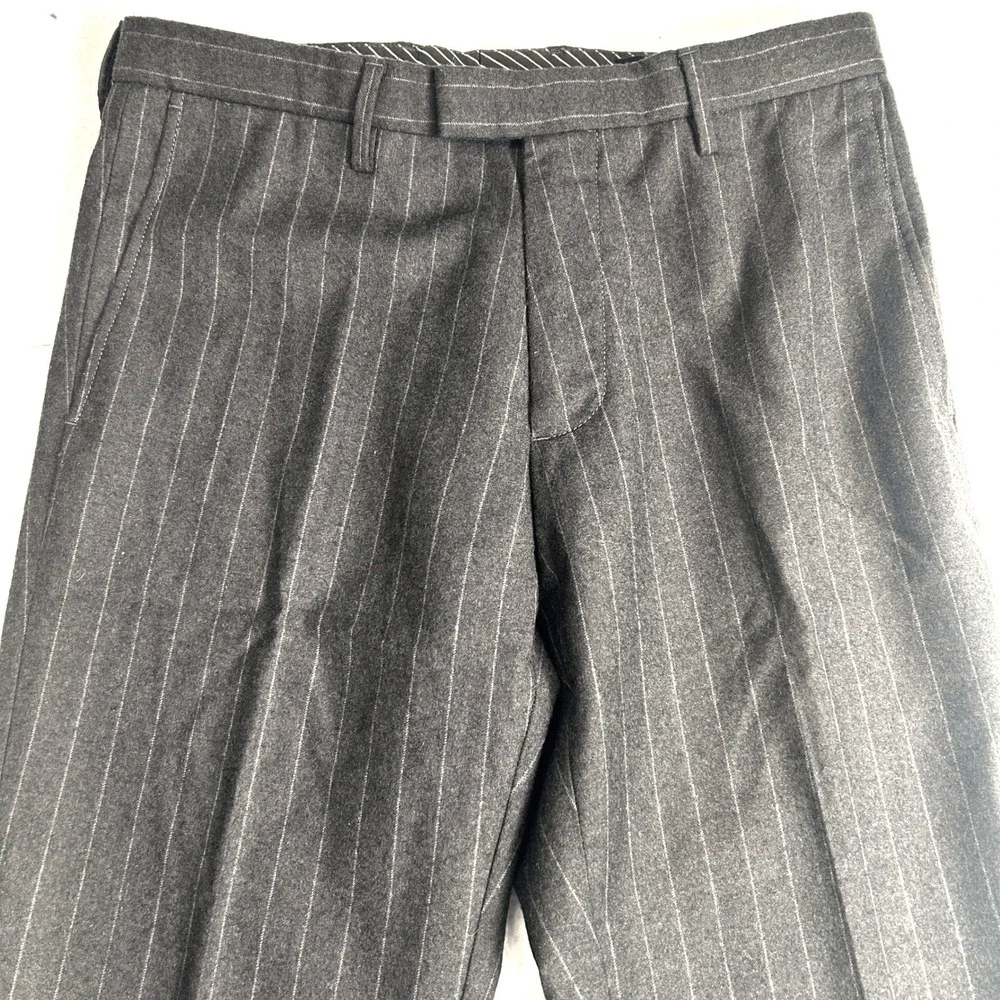 Banana Republic Mens 30x32 Slim Fit 100% Wool Pinstripe Dress Pants Charcoal Gry